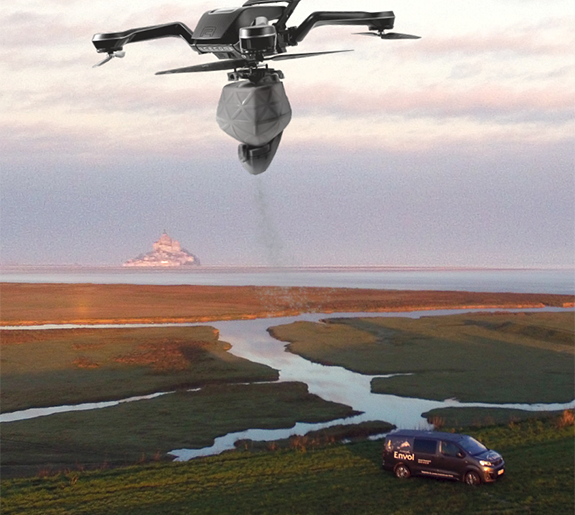 Envol fune air entreprise dispersion cendres drone