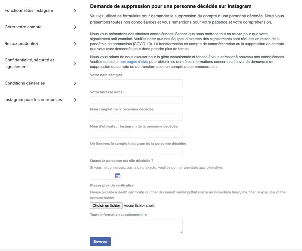 Supprimer un compte  après décès